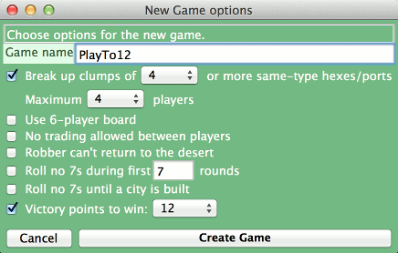 New Game options